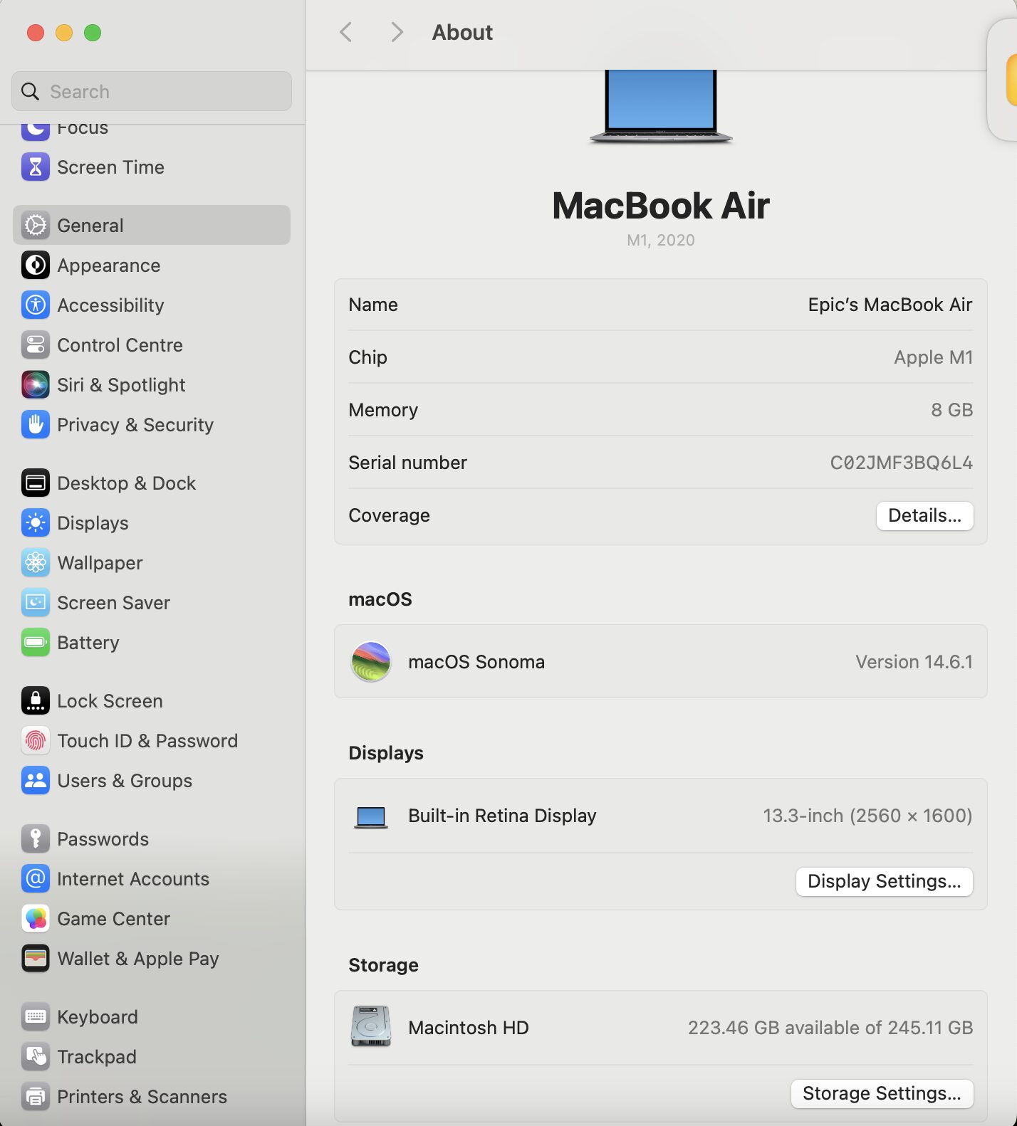 MacBook Air M1 8 CPU/ 8 GPU 13-inch (2020) 8GB RAM 256GB SSD Space Gray (12 Month Warranty) - Image 2