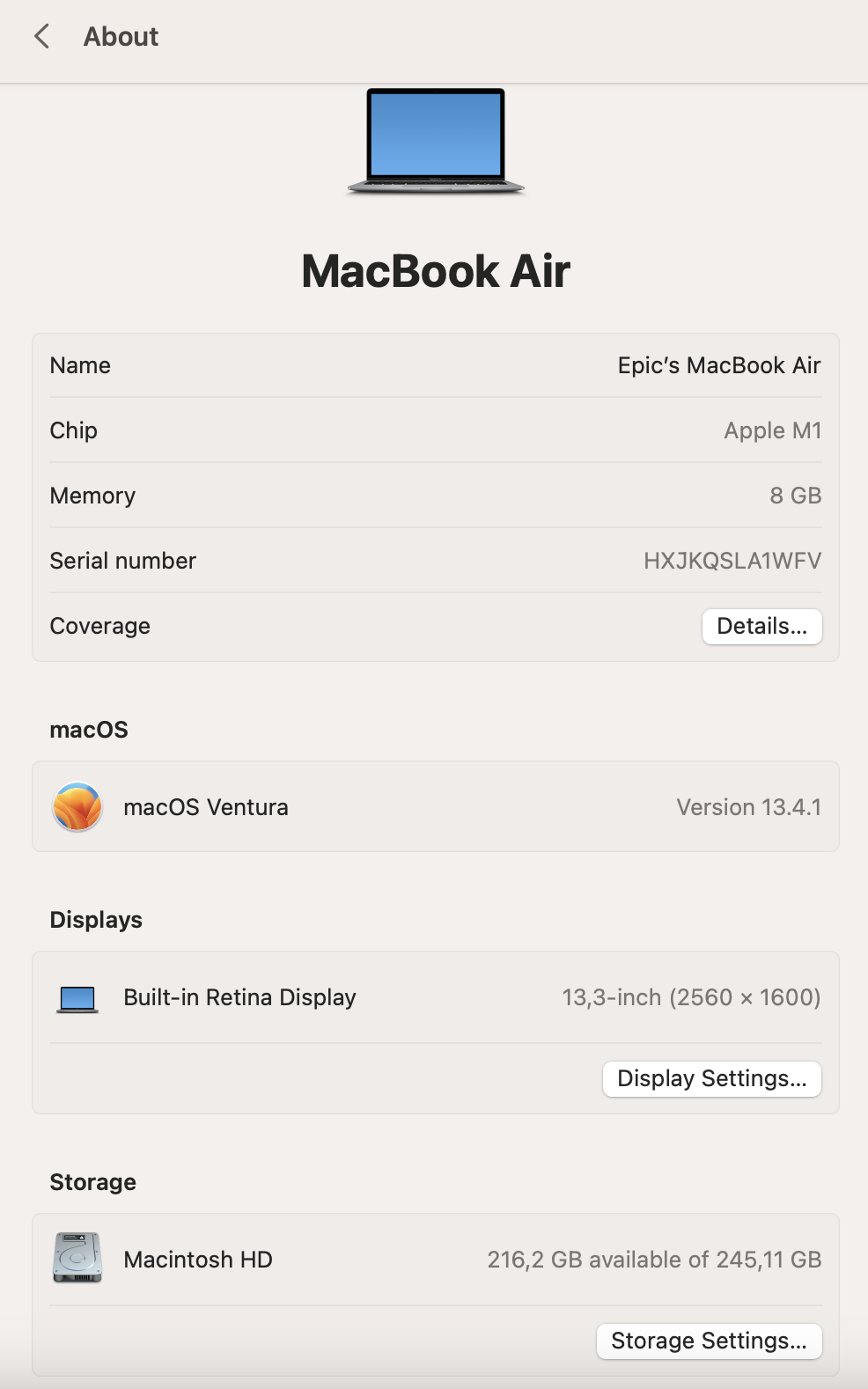 MacBook Air 13-inch “M1” 8 CPU/ 7 GPU (2020) 8GB RAM 256GB SSD Space Grey (12 Month Warranty) - Image 14