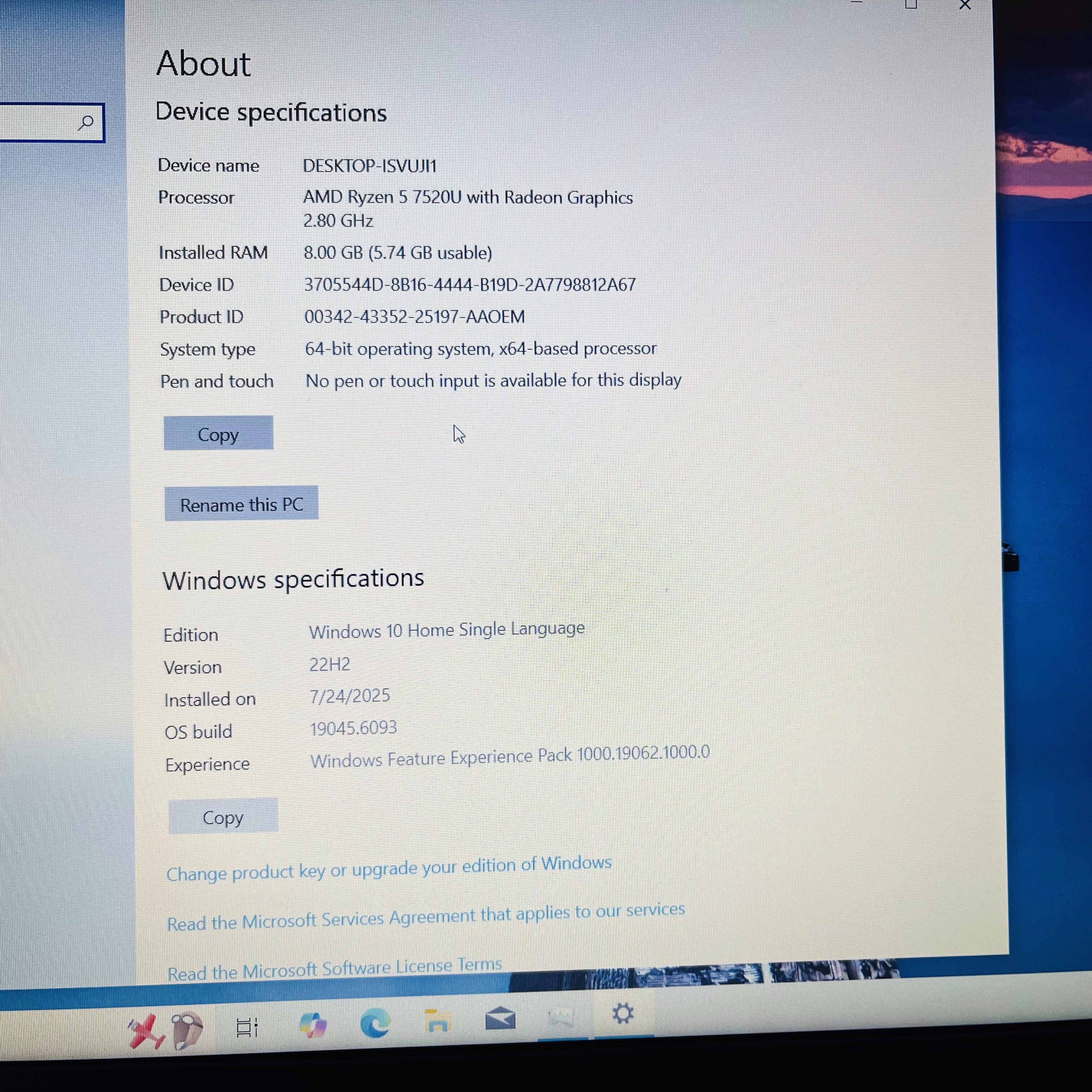 Lenovo Ideapad 1 15AMN7 AMD Ryzen 5 2.80GHz 8GB RAM 512GB SSD Silver - Hinge Damage - Image 17