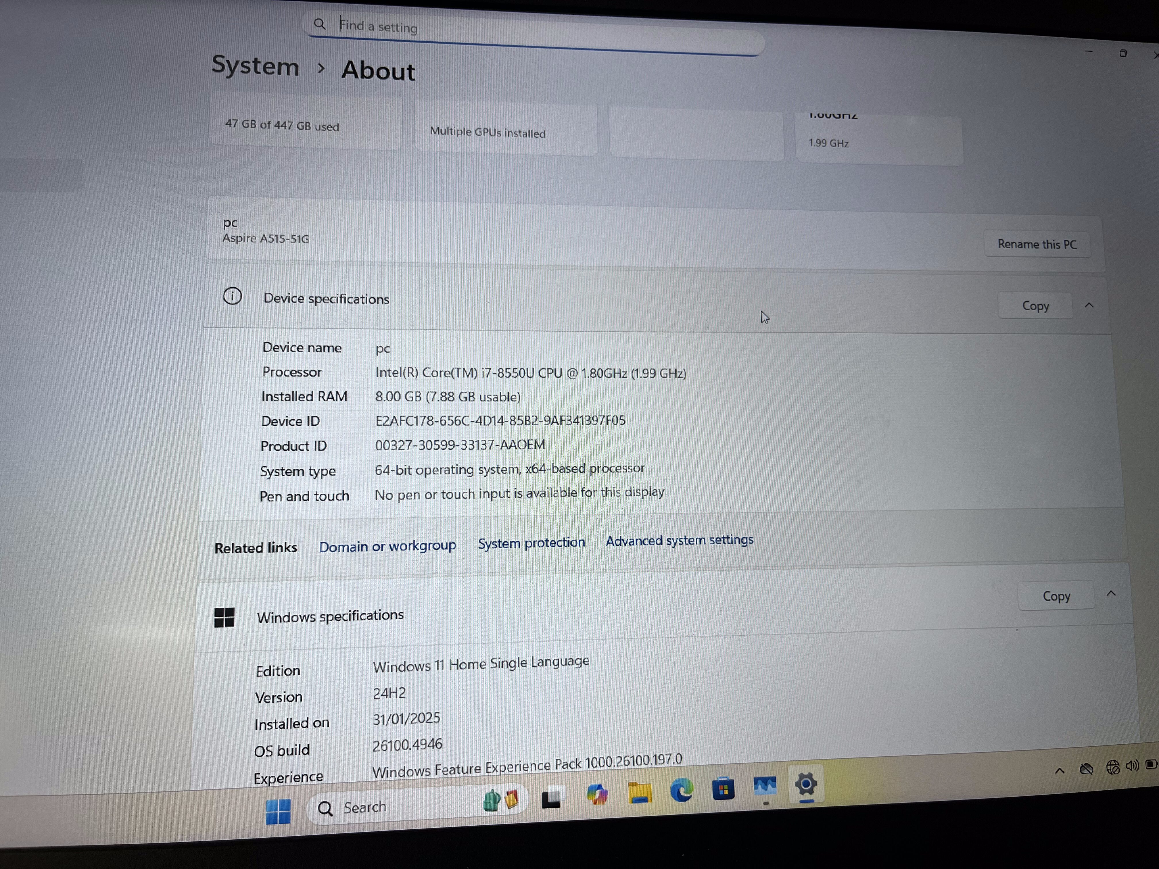 Acer Aspire A515-51 8th Gen "Core i7" 1.80GHz 8GB RAM 500GB SSD Grey - Minor Bright Spots And Cracked Casing - Image 20