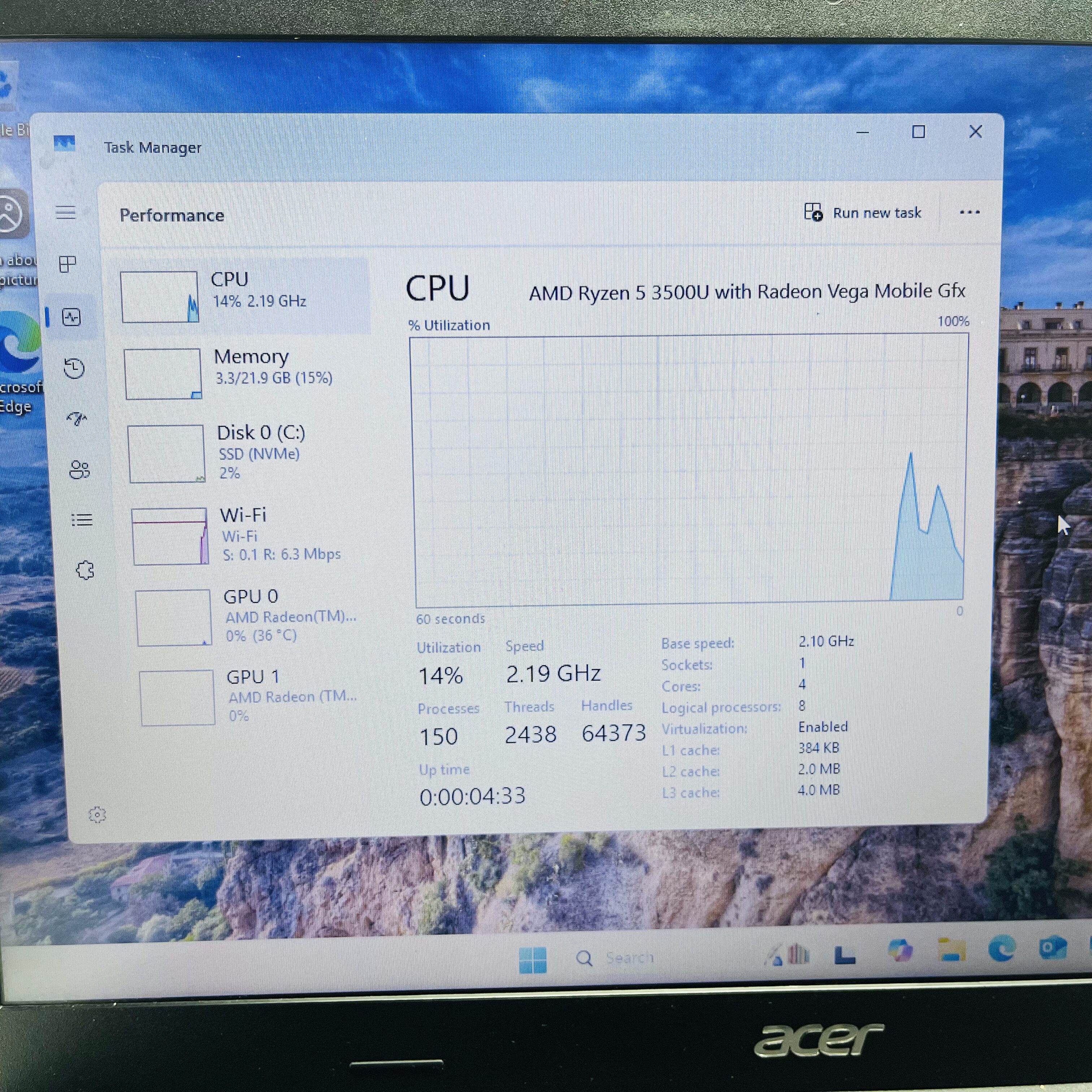 Acer Aspire 3 A315-23 Ryzen 5 2.10GHz 24GB RAM 500GB SSD (NVME) Black - Image 13