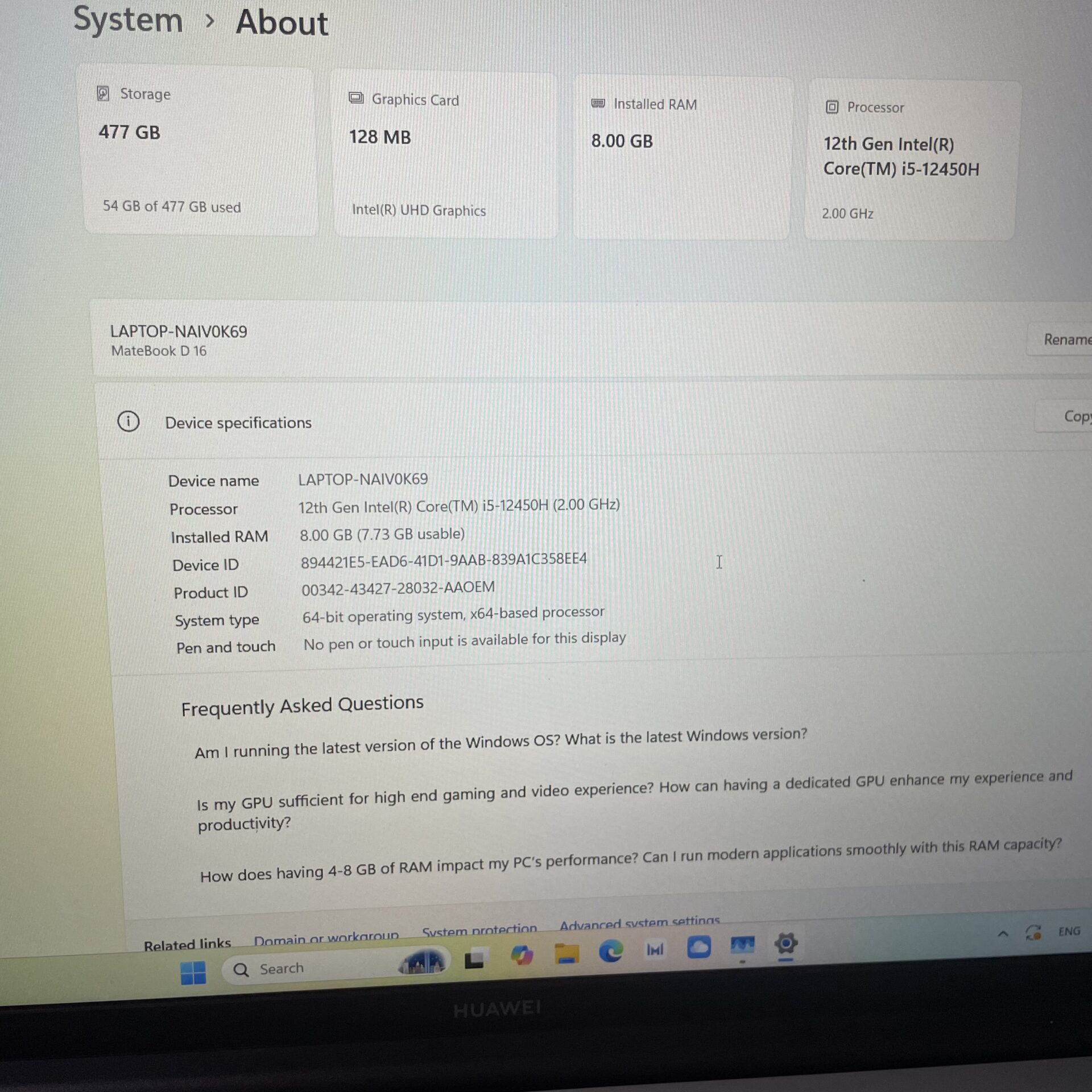 Huawei Matebook D16 12th Gen 