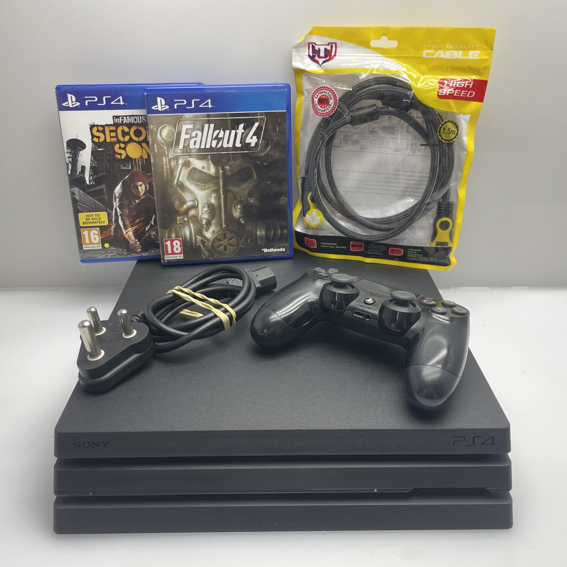 Playstation 4 Pro 1TB SSD Black + 1 Controller + 2 Games + HDMI Cable + Power Cable (3 Month Warranty) - Image 10