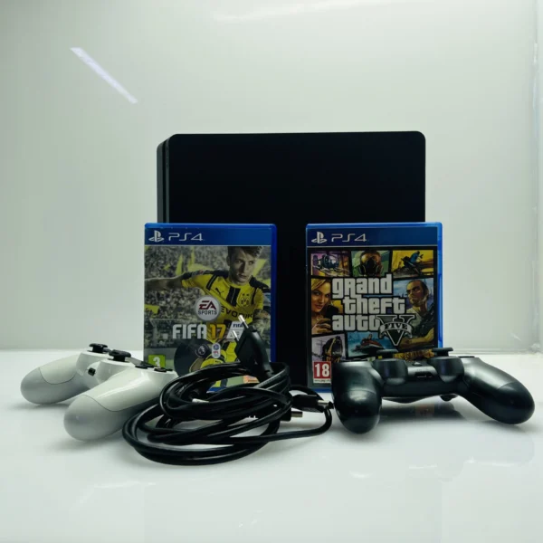 PlayStation 4 Slim Black 500GB + HDMI Cable + Power Cable + 2 PlayStation 4 Slim Black 500GB + HDMI Cable + Power Cable + 2