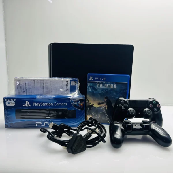 PlayStation 4 Slim Black 1TB + 2 Controllers + HDMI Cable + Power