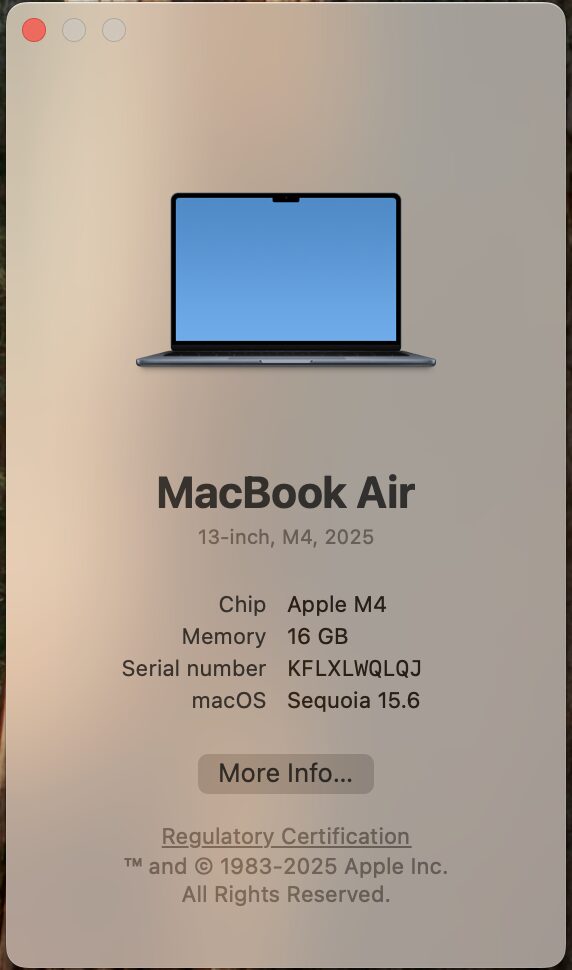 Apple MacBook Air 13-Inch “M4” 10 CPU/ 8 GPU (2025) 16GB RAM 256GB SSD Midnight (Grade B) - Image 11