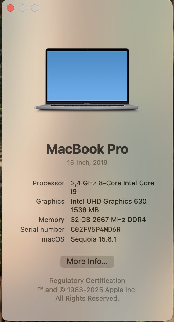 Apple MacBook Pro (2019) 16 avec Touch Bar Gris Sidéral