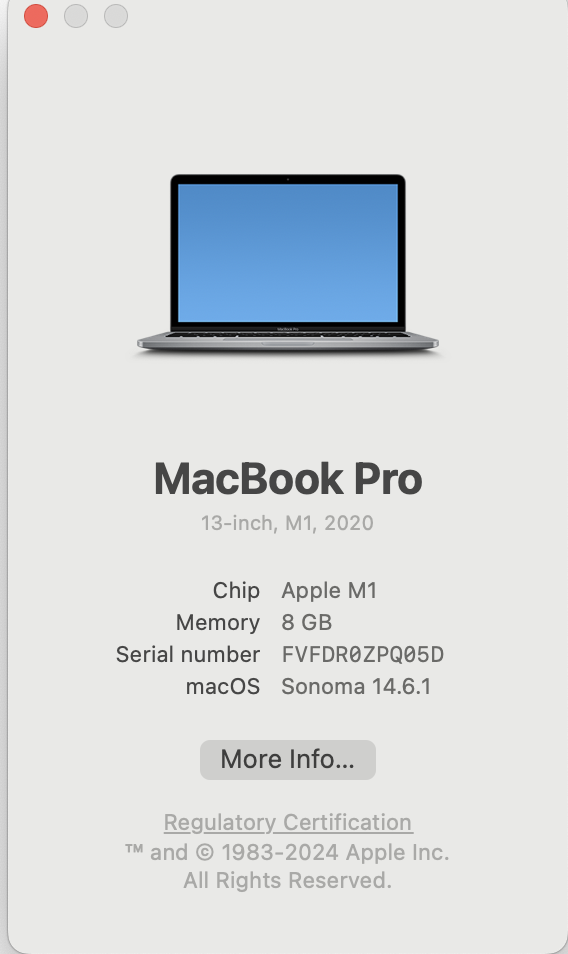 Apple MacBook Pro “M1” 13-Inch 8 CPU/ 8 GPU (2020) 8GB RAM 256GB