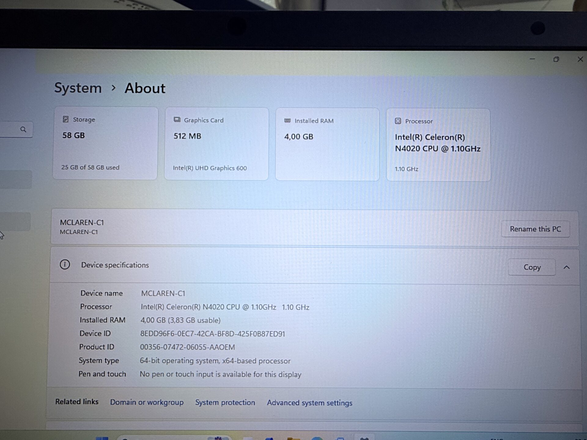 Packard Bell Mclaren-C1 11.6" (Celeron N4020) 1.10GHz 4GB RAM 64GB SD Grey – (Grade A) - Image 14
