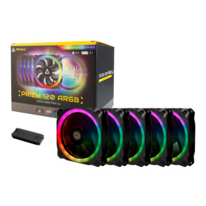 Antec Prizm 120 ARGB Case Fan 5 Pack + Controller - Black - Unboxed