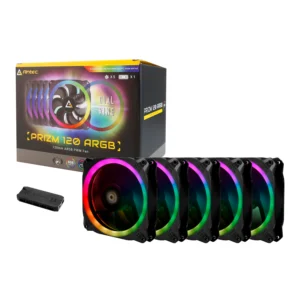 Antec Prizm 120 ARGB Case Fan 5 Pack + Controller - Black - Unboxed