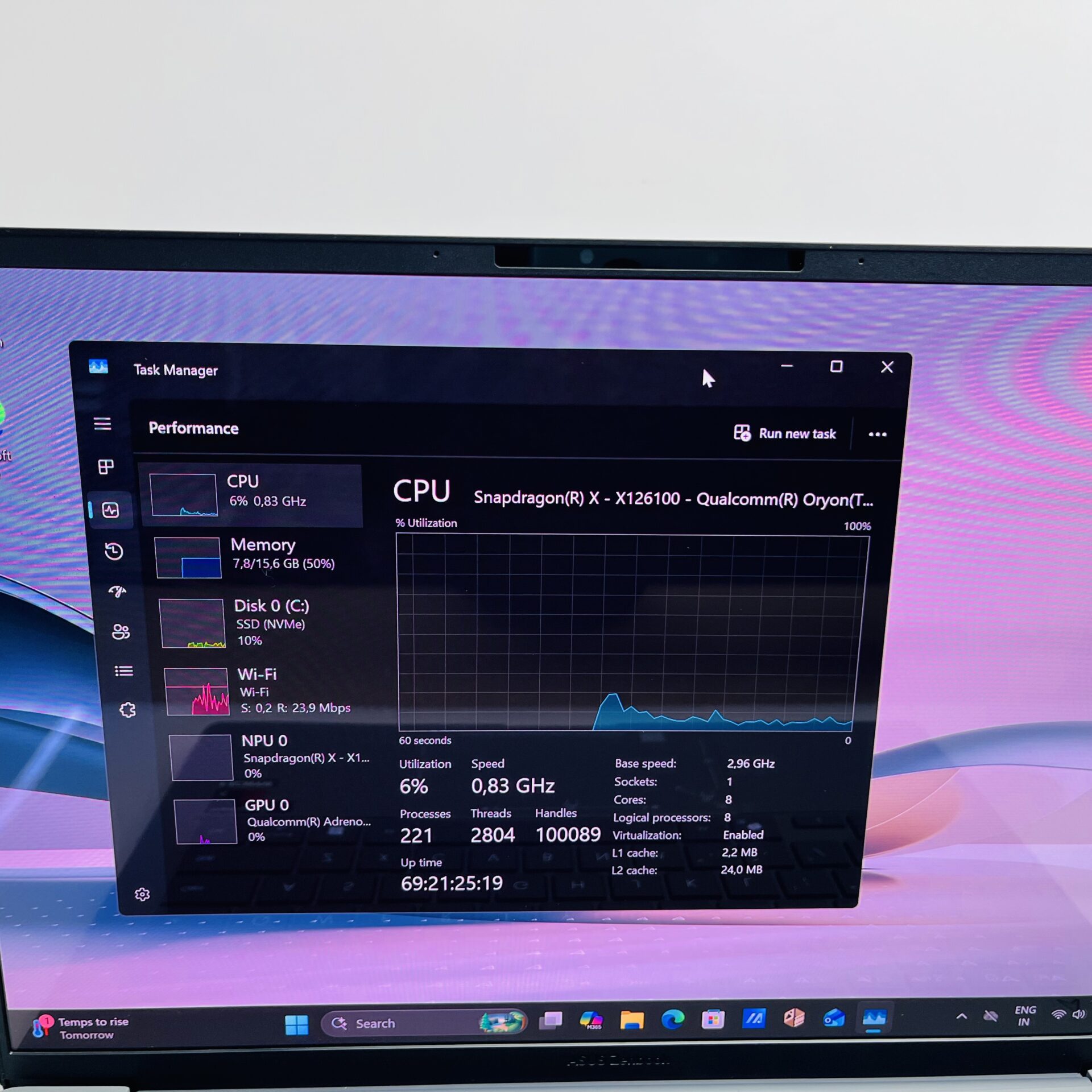 Asus Zenbook A14 UX3407Q "Snapdragon X - X126100" 2,96GHz 16GB DDR5 RAM 1TB SSD Iceland Gray (Condition: Pristine) - Image 7