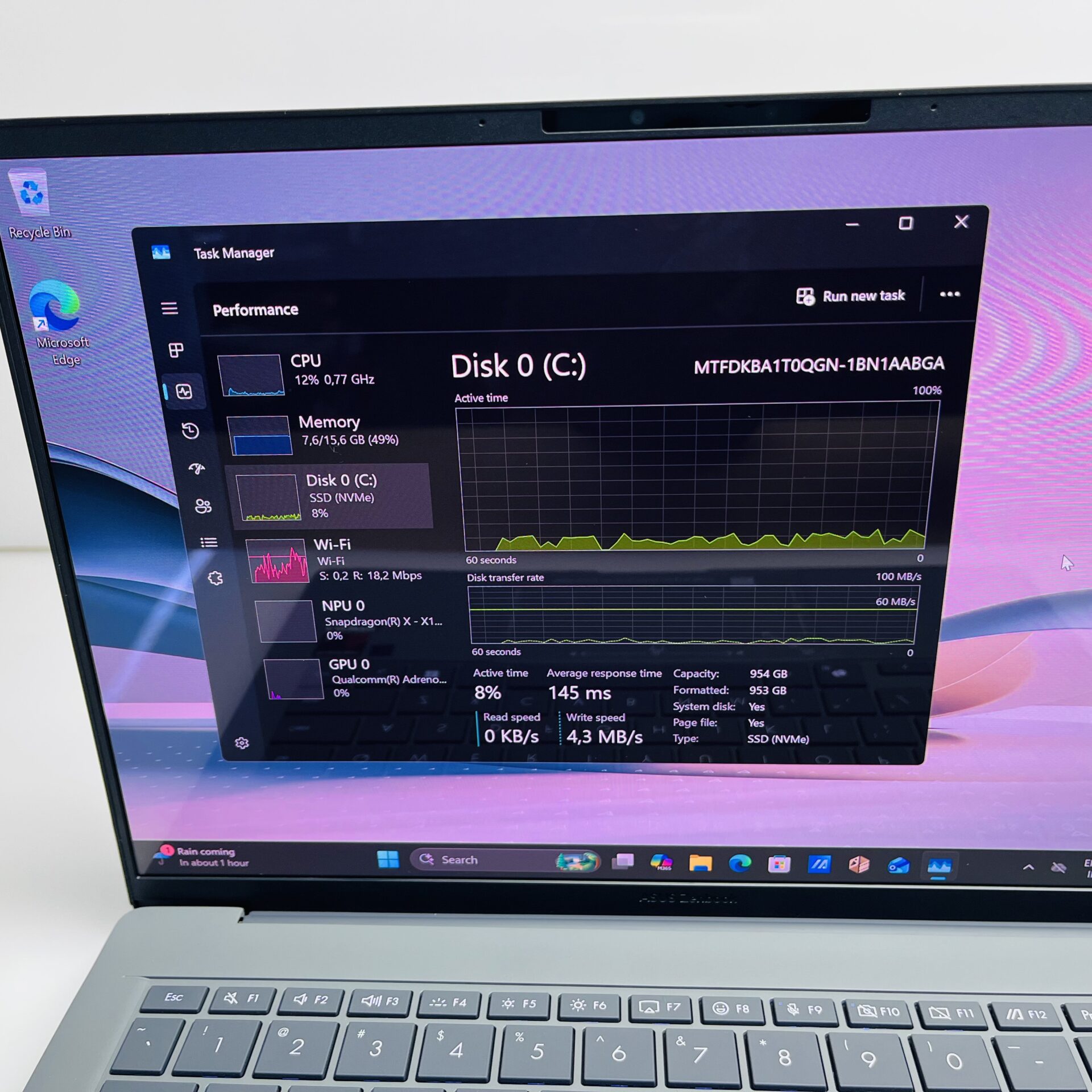 Asus Zenbook A14 UX3407Q "Snapdragon X - X126100" 2,96GHz 16GB DDR5 RAM 1TB SSD Iceland Gray (Condition: Pristine) - Image 9