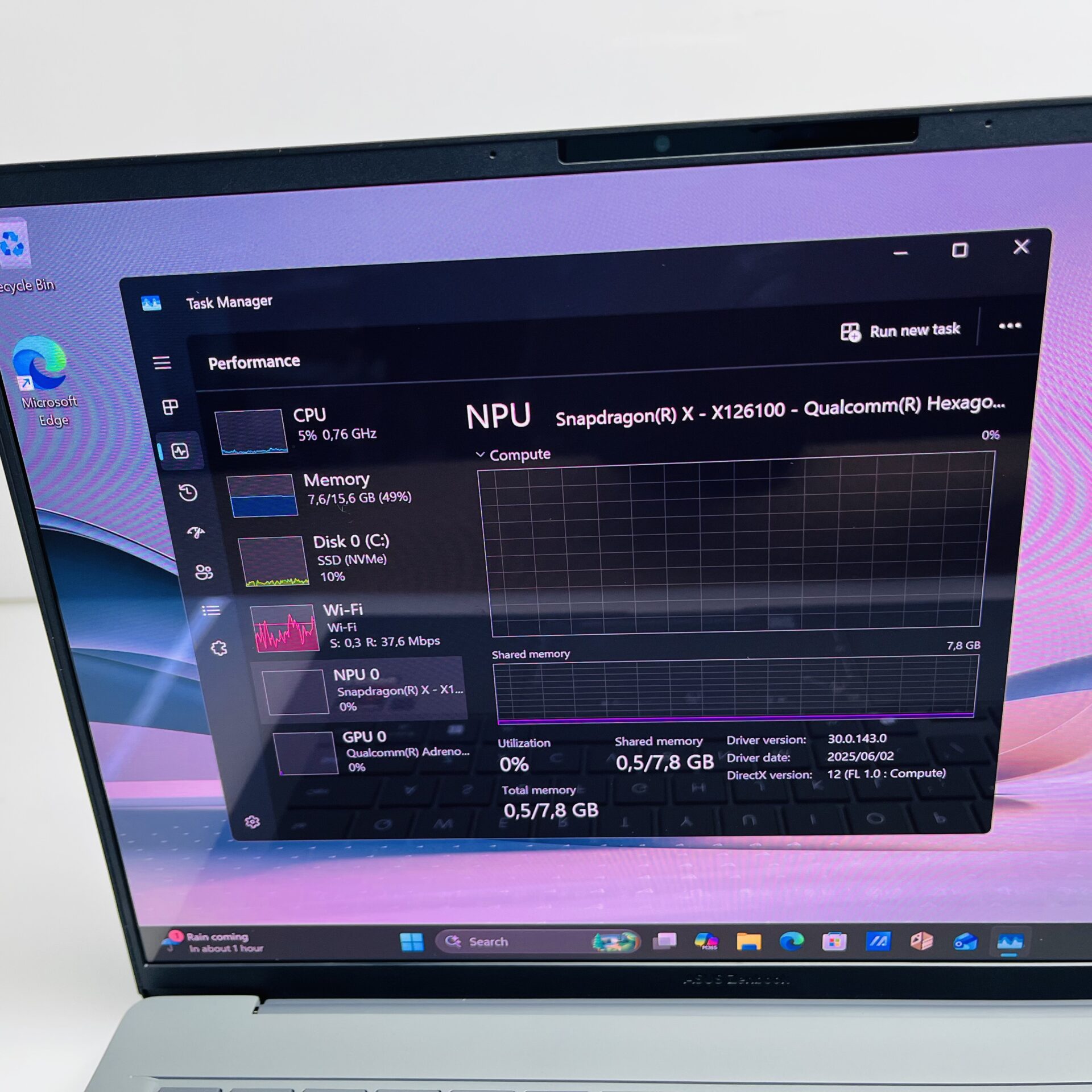 Asus Zenbook A14 UX3407Q "Snapdragon X - X126100" 2,96GHz 16GB DDR5 RAM 1TB SSD Iceland Gray (Condition: Pristine) - Image 10