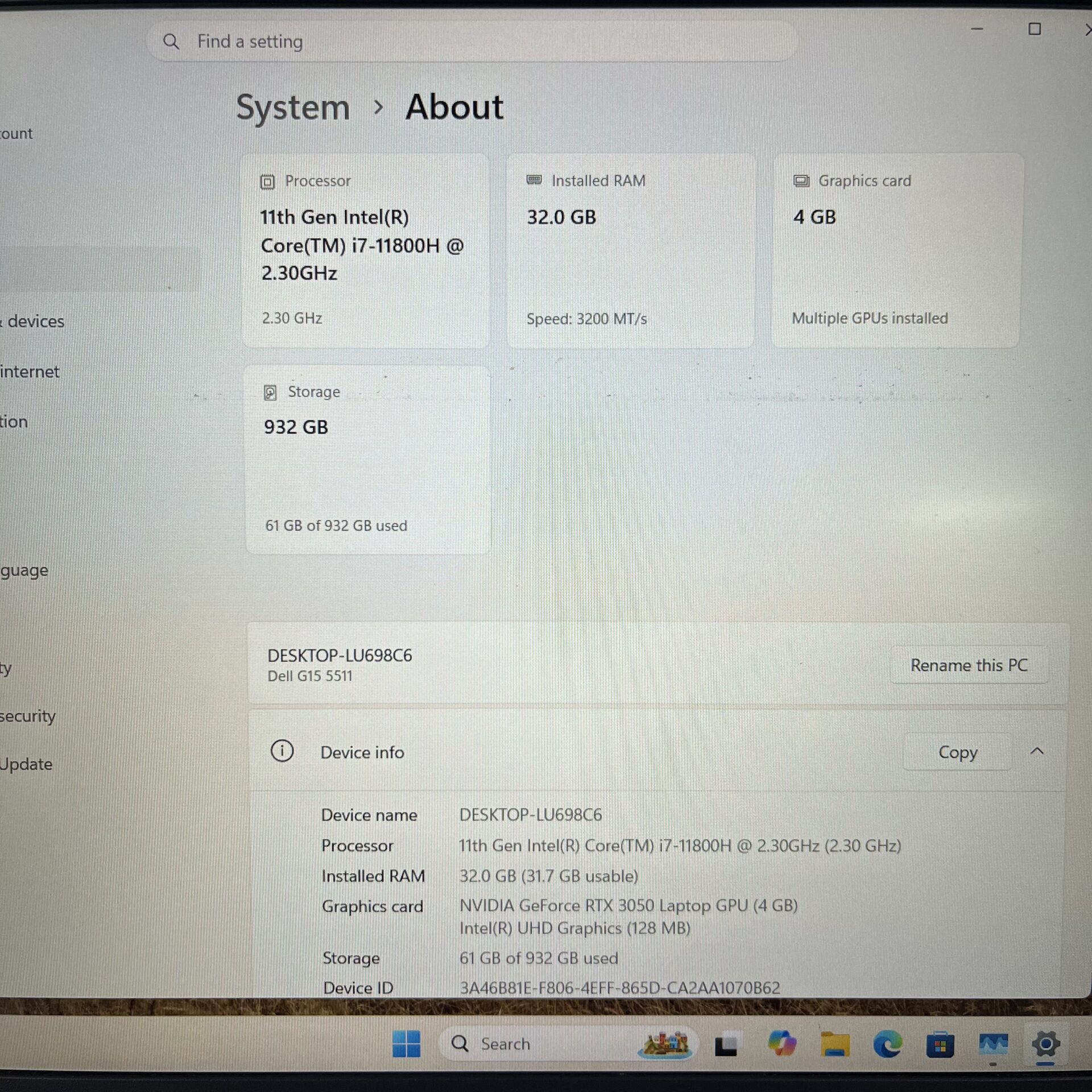 Dell G15 5511 11th Gen "Core i7" 32GB RAM 1TB SSD Black (Condition: Good) - Broken Hinge Cover - Image 14