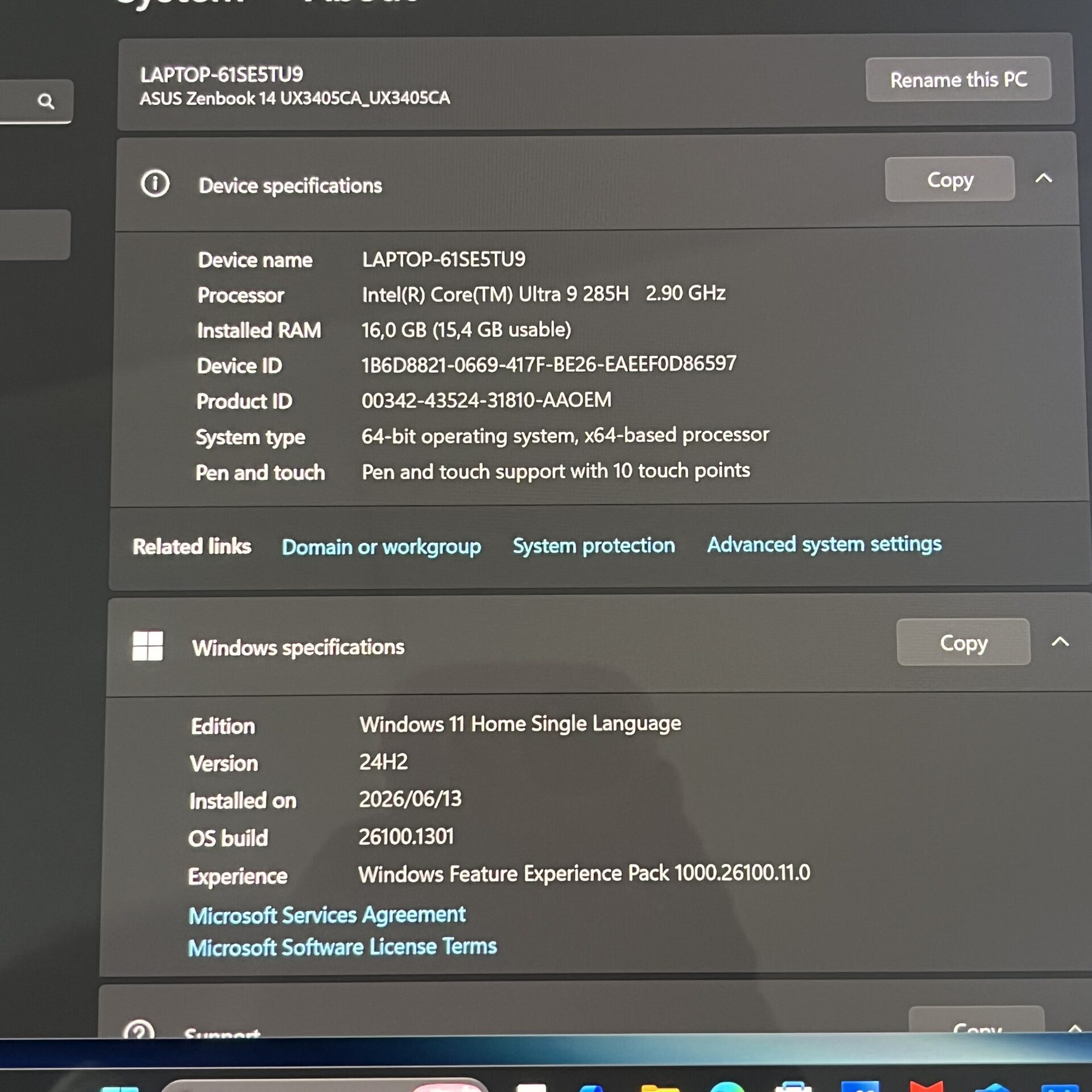 Asus ZenBook 14 UX3405C "Core Ultra 9" 2.90GHz 16GB RAM 1TB SSD Ponder Blue (Condition: Pristine) - Image 11