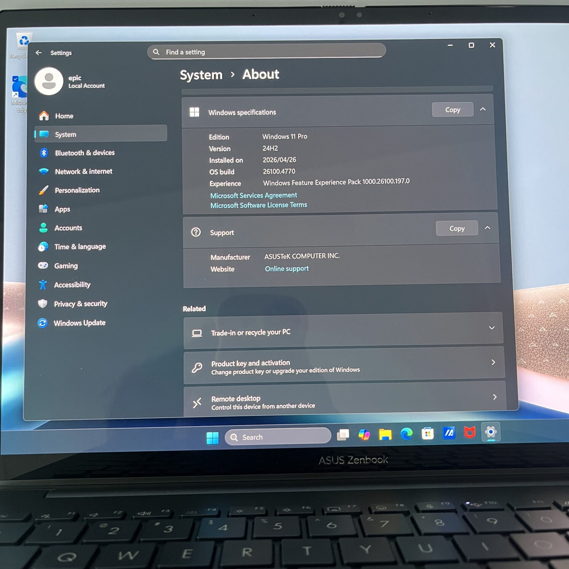 Asus ZenBook 14 UX3405C "Core Ultra 9" 2.90GHz 32GB RAM 1TB SSD Ponder Blue (Condition: Pristine) - Image 12