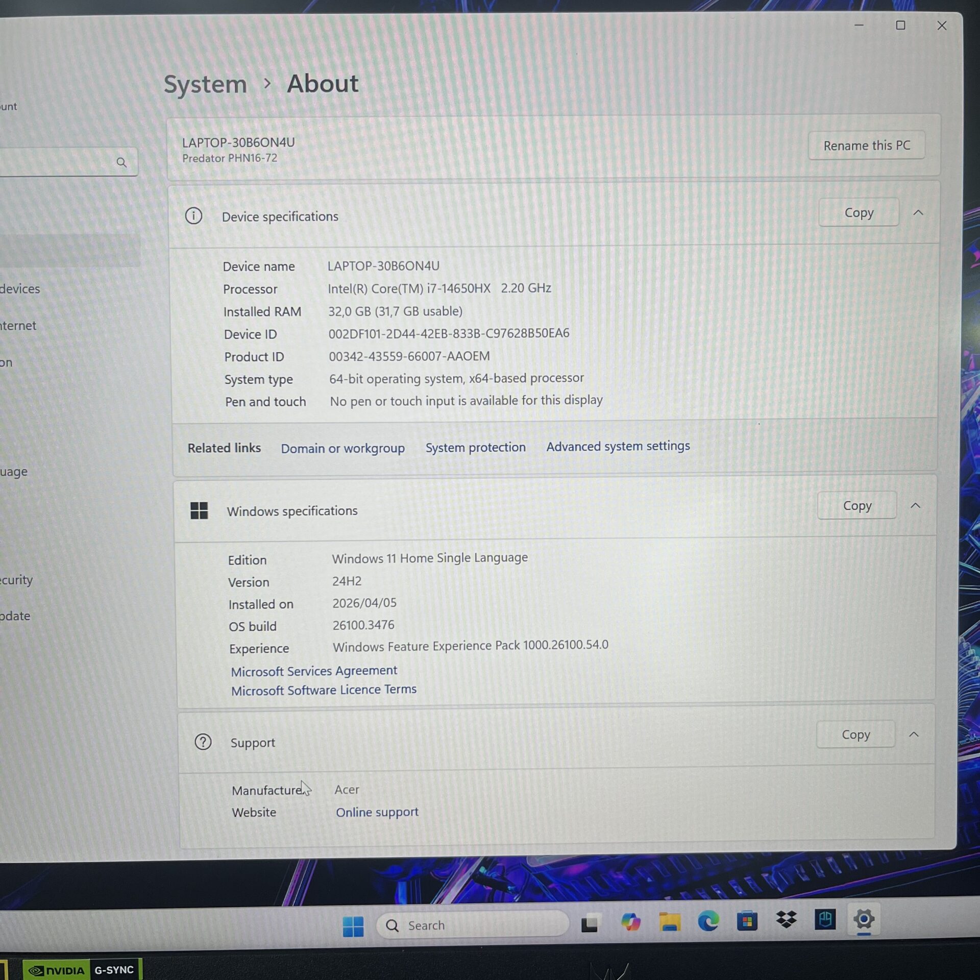 Acer Predator Helios Neo 16 "Core i7-14650HX" 2.20GHz 32GB RAM 1TB SSD Abyssal Black (Condition: Pristine) - Image 14