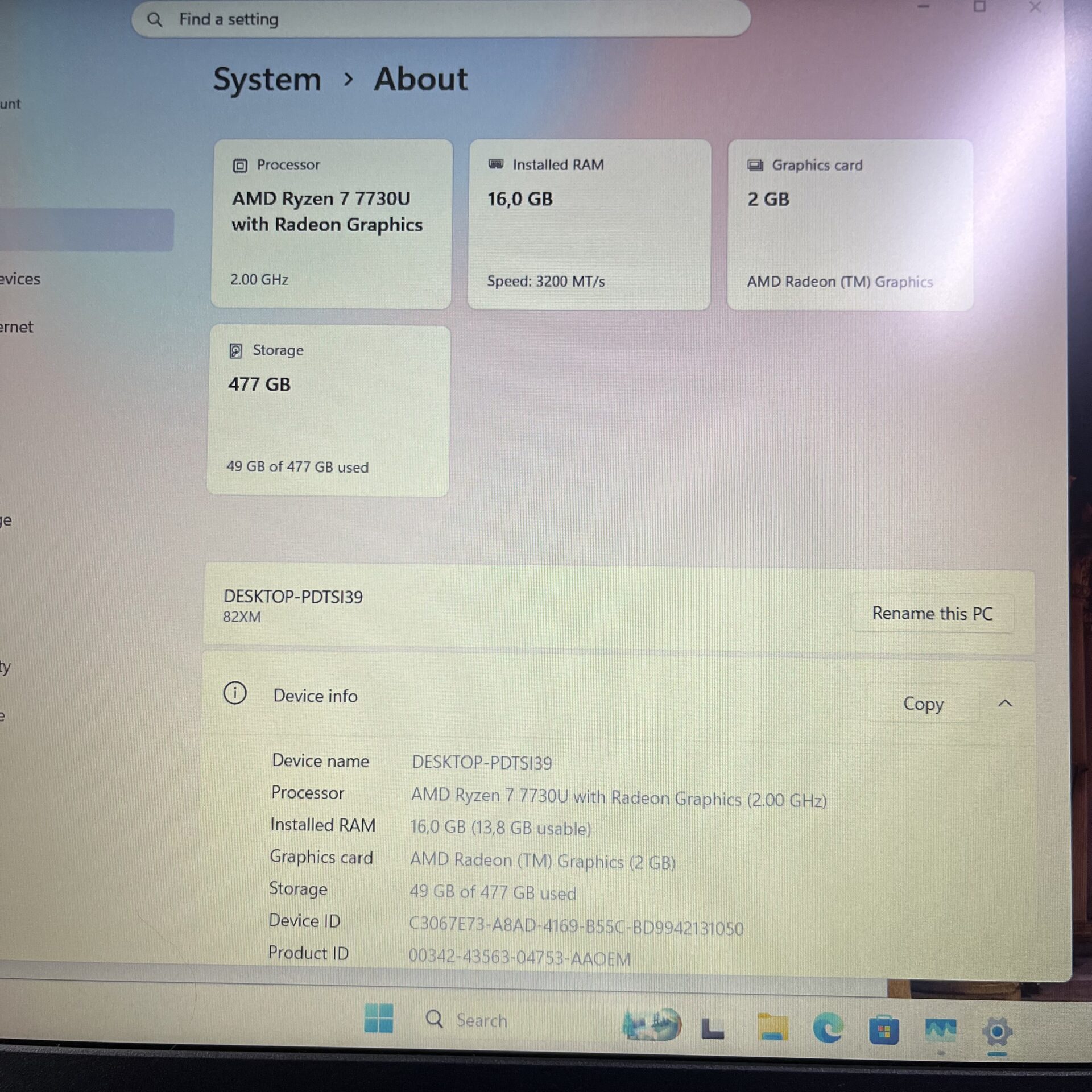 Lenovo IdeaPad Slim 3 15ABR8 "Ryzen 7" 2.00GHz 16GB RAM 512GB SSD Abyss Blue (Condition: Excellent) - Image 11