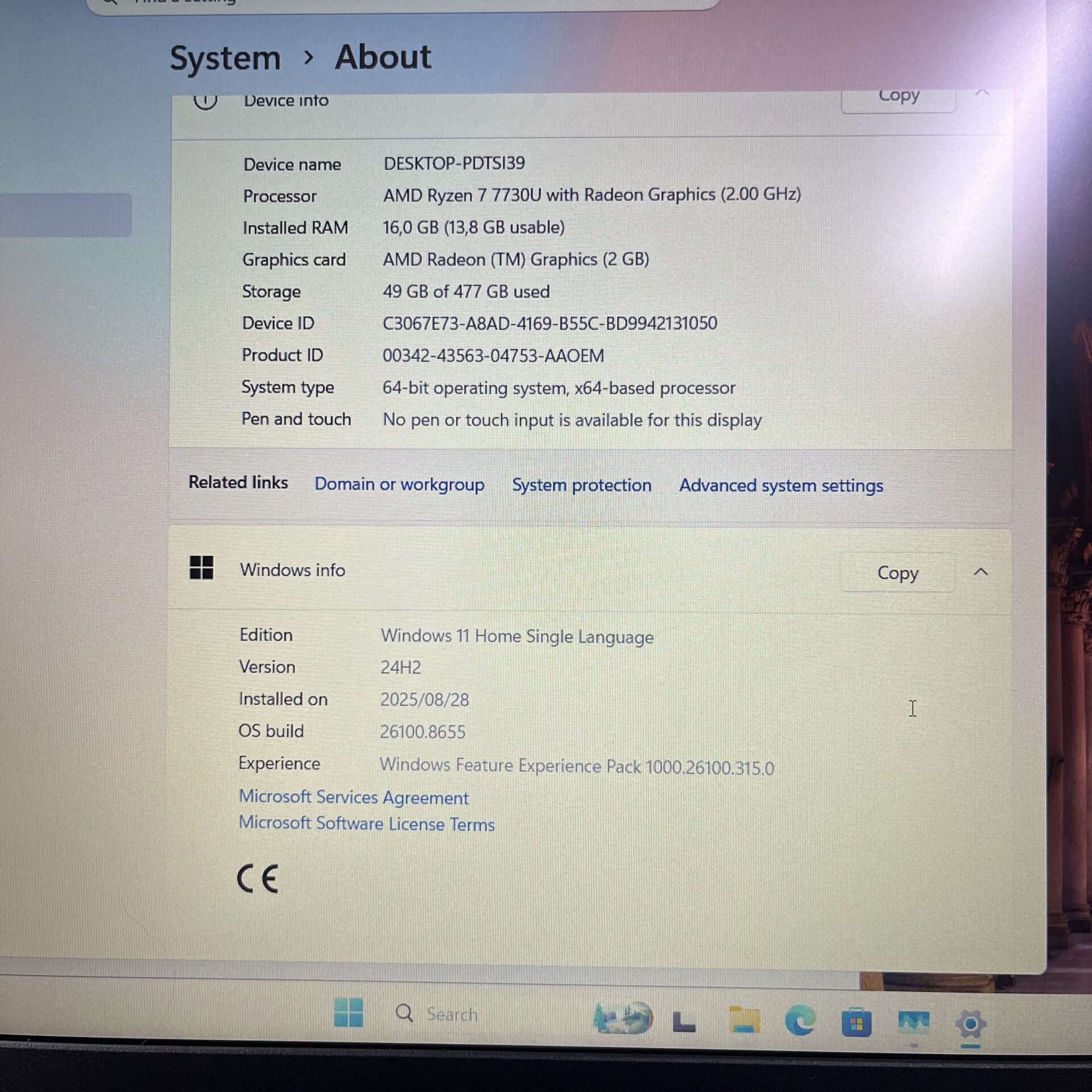 Lenovo IdeaPad Slim 3 15ABR8 "Ryzen 7" 2.00GHz 16GB RAM 512GB SSD Abyss Blue (Condition: Excellent) - Image 12