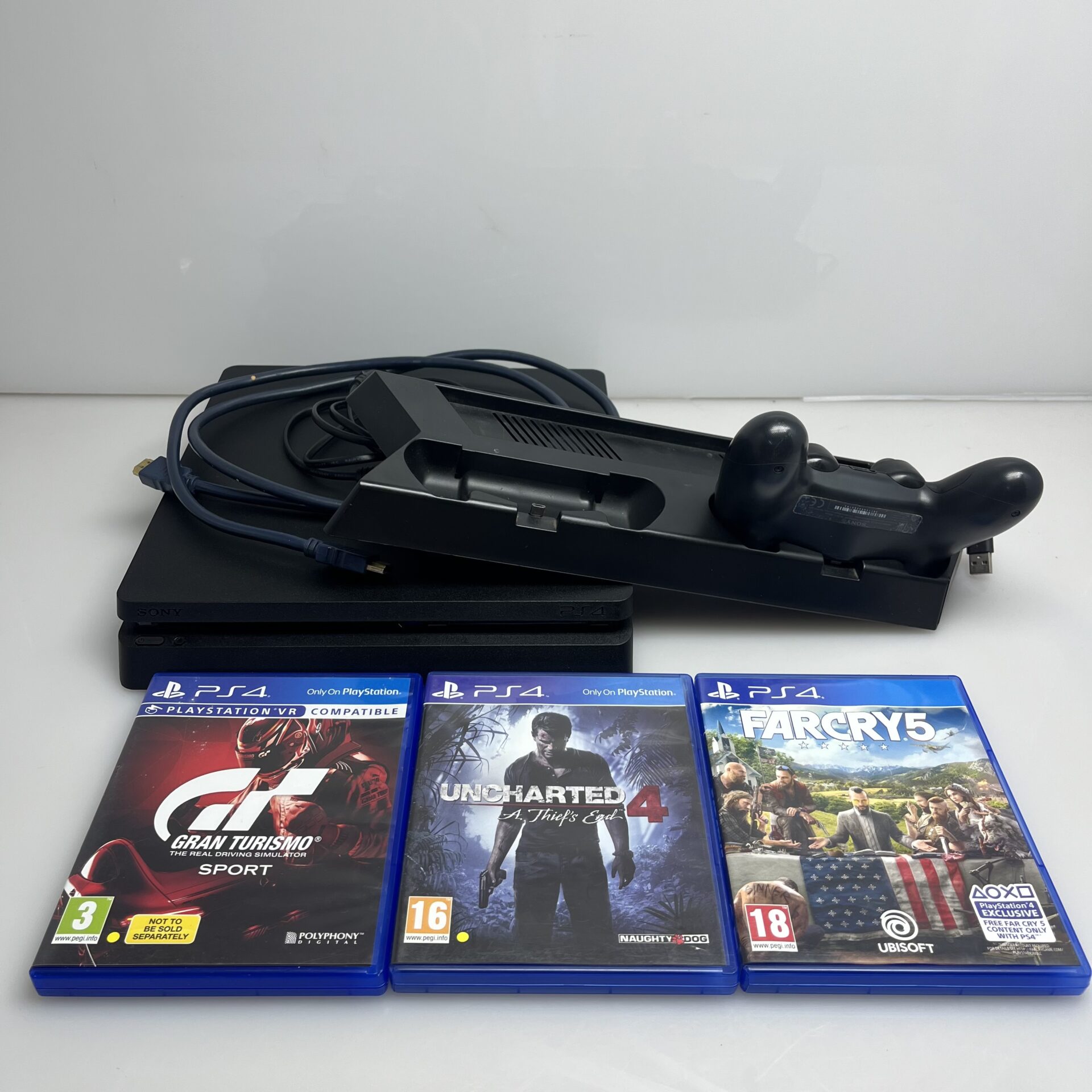 Sony PlayStation 4 Slim 1TB Black + Controller + Charging Station + 3 Games (Condition: Excellent) - Image 7
