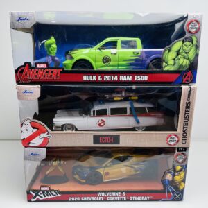 Marvel Car Collection Bundle | Wolverine Corvette Stingray | Hulk RAM 1500 | Ghostbusters Ecto-1 (Condition: Good)