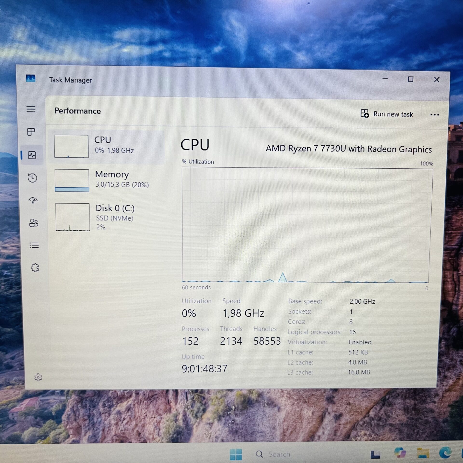 HP 15-fc0000ni "Ryzen 7" 2.00GHz 16GB RAM and 512GB SSD NVMe Silver (Condition: Good) - Image 11