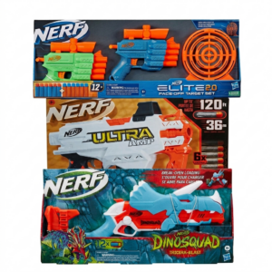 COMBO DEAL: Nerf Elite 2.0: Face-Off Target Set + Nerf Ultra Amp + Nerf Dinosquad: Tricera-Blast (Condition: Good)