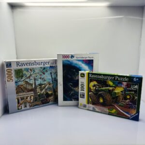 COMBO DEAL: Ravensburger John Deere + Dragon Race Puzzle Set + Ravensburger 5000pc Big City Collage Puzzle Set 17118 - Some Pieces Missing (Condition: Good)