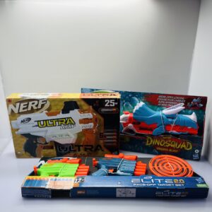 COMBO DEAL: Nerf Elite 2.0: Face-Off Target Set + Nerf Ultra Amp + Nerf Dinosquad: Tricera-Blast (Condition: Good)