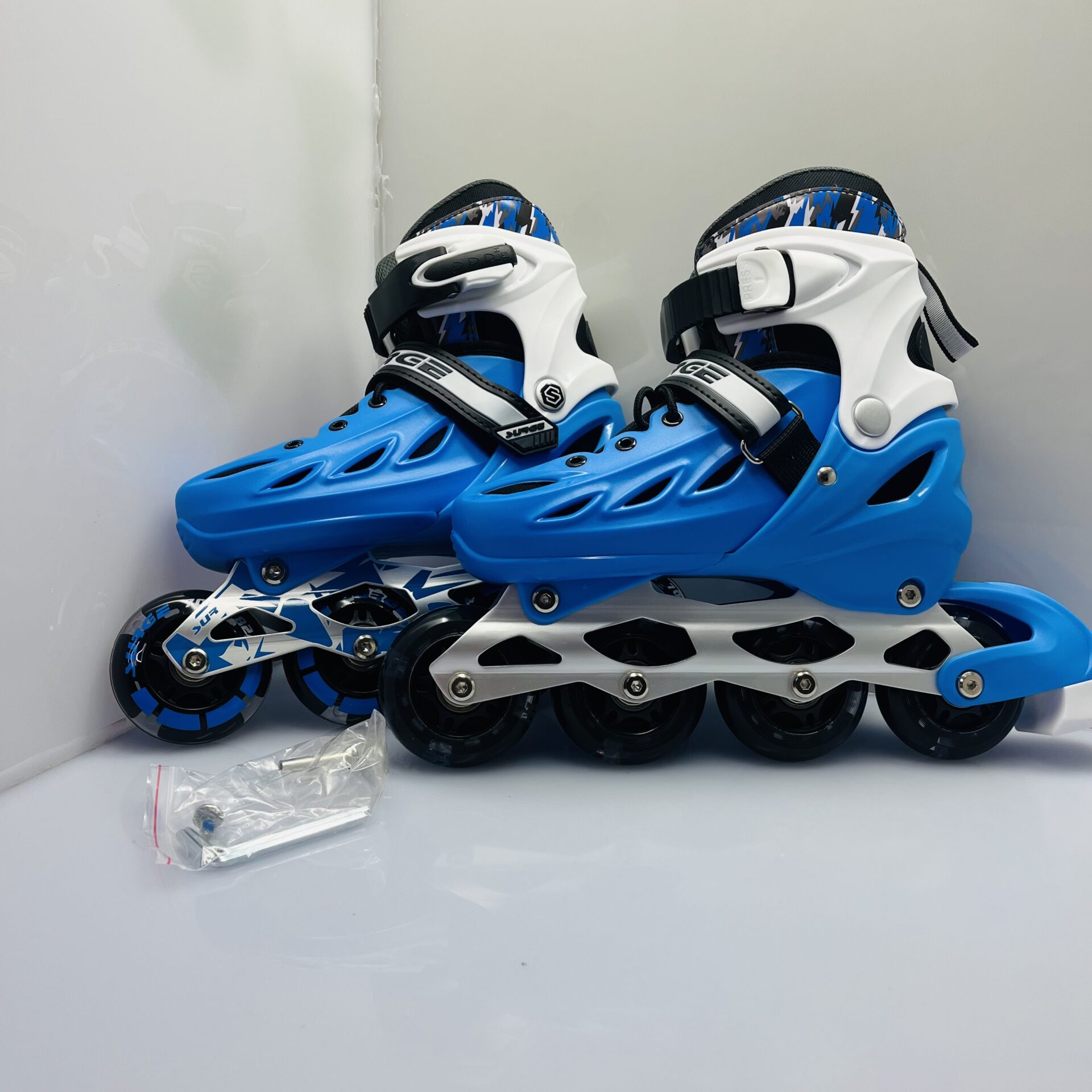 COMBO DEAL: 1x Surge Skate Tech Ignite Size 1-3 UK Rollerskates Blue + 1x Surge Skate Tech Switch Pro Size 10-13J UK Rollerskates Pink (Condition: Pristine) - Image 2