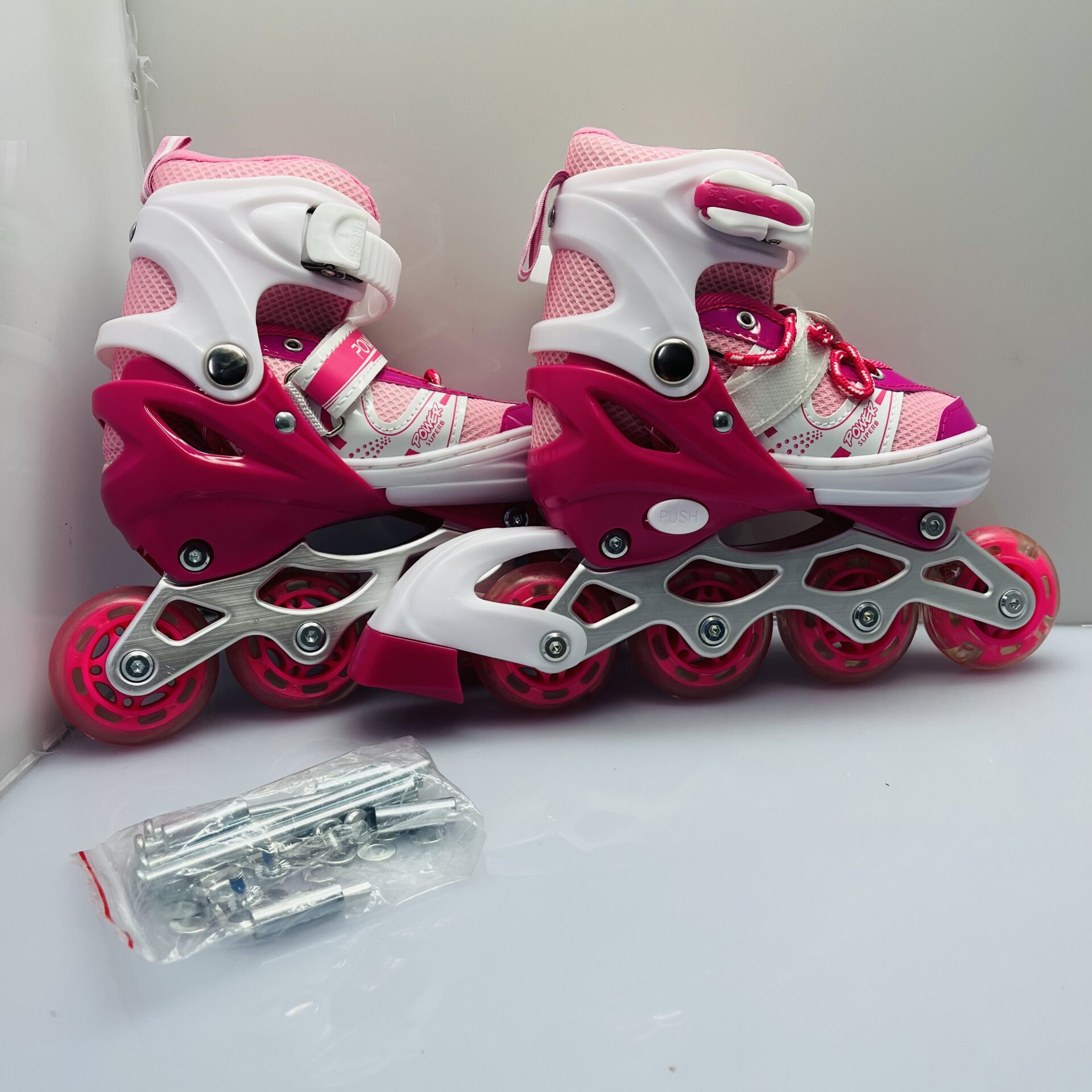COMBO DEAL: 1x Surge Skate Tech Ignite Size 1-3 UK Rollerskates Blue + 1x Surge Skate Tech Switch Pro Size 10-13J UK Rollerskates Pink (Condition: Pristine) - Image 5