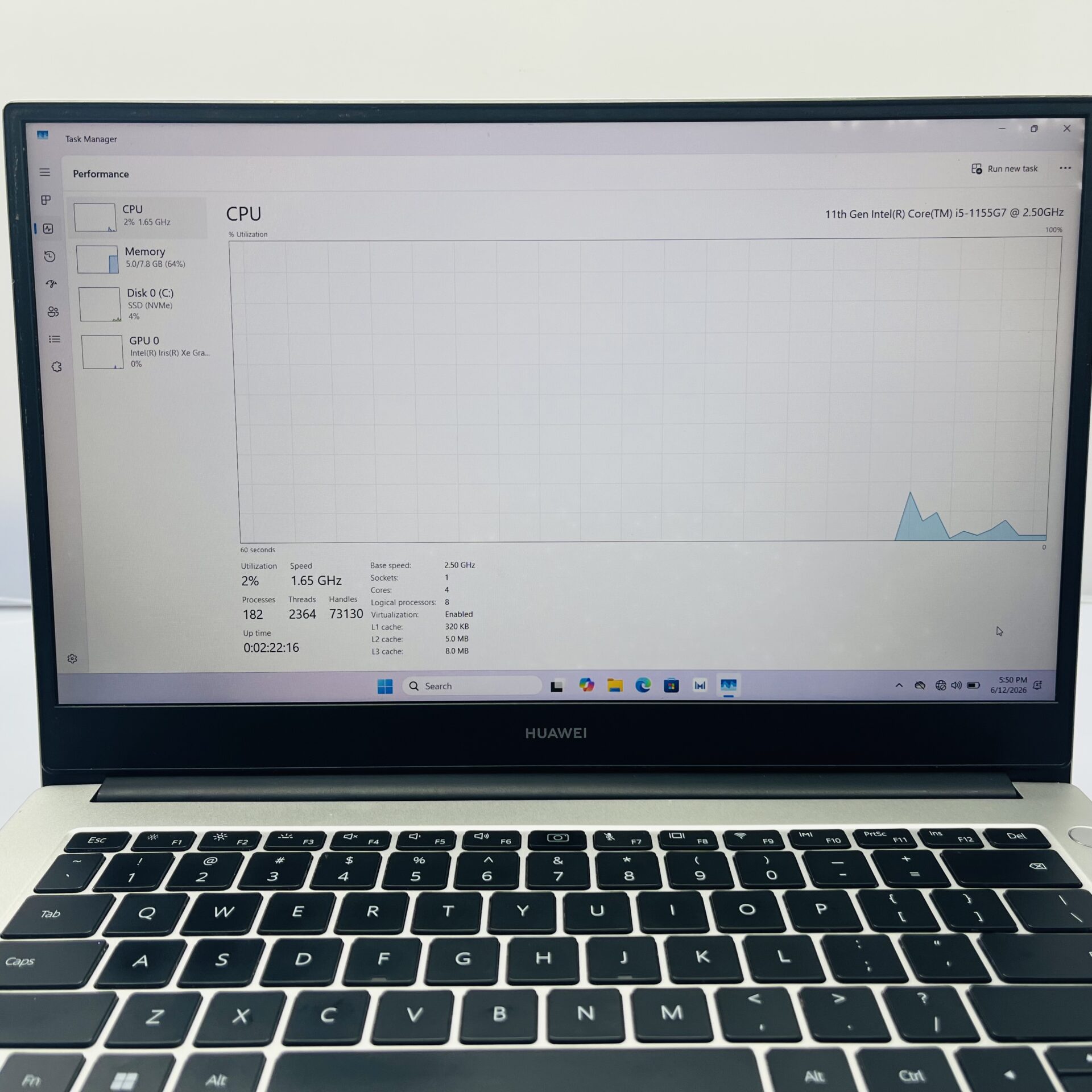 Huawei MateBook D14 "Core i5 11th Gen" 2.50GHz 8GB RAM 512GB NVMe SSD Silver - Bright Spot on Display (Condition: Good) - Image 6
