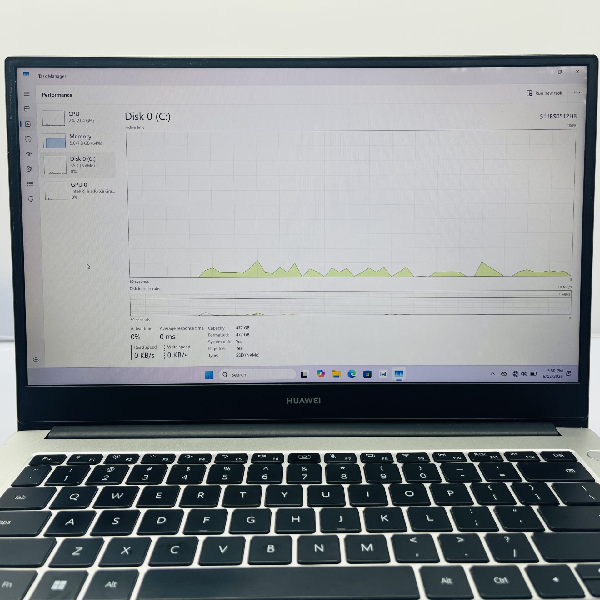 Huawei MateBook D14 "Core i5 11th Gen" 2.50GHz 8GB RAM 512GB NVMe SSD Silver - Bright Spot on Display (Condition: Good) - Image 8