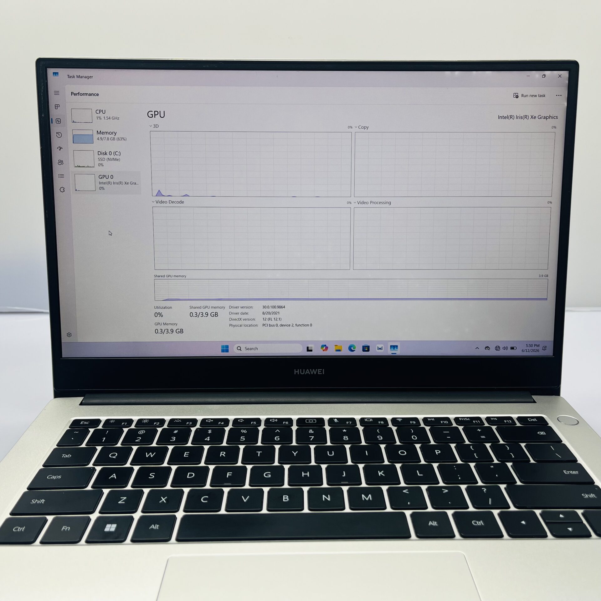 Huawei MateBook D14 "Core i5 11th Gen" 2.50GHz 8GB RAM 512GB NVMe SSD Silver - Bright Spot on Display (Condition: Good) - Image 9