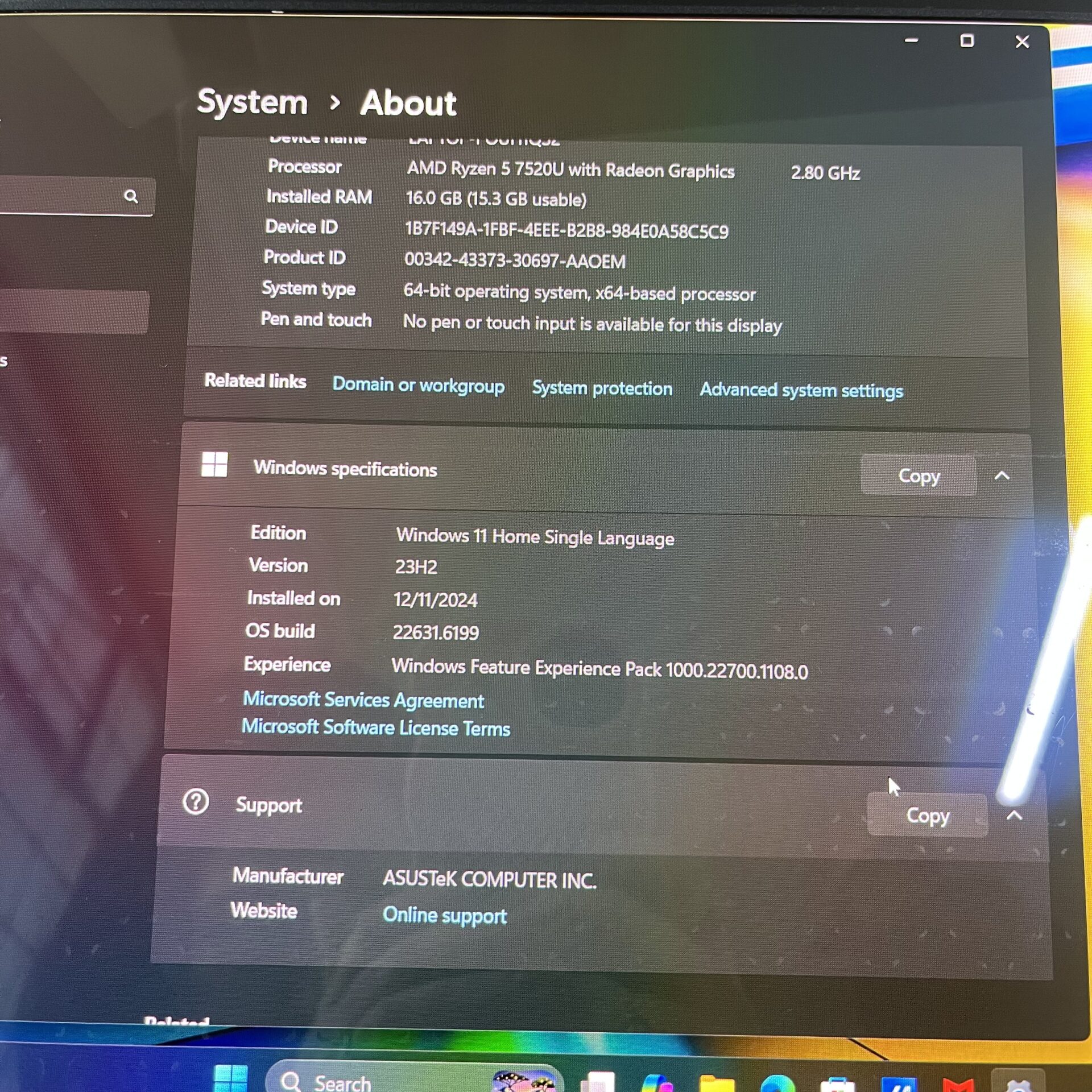 Asus VivoBook Go 15 "Ryzen 5" 2.80GHz 16GB RAM 512GB NVMe SSD Grey - Cracked LCD Panel (Condition: Fair) - Image 13