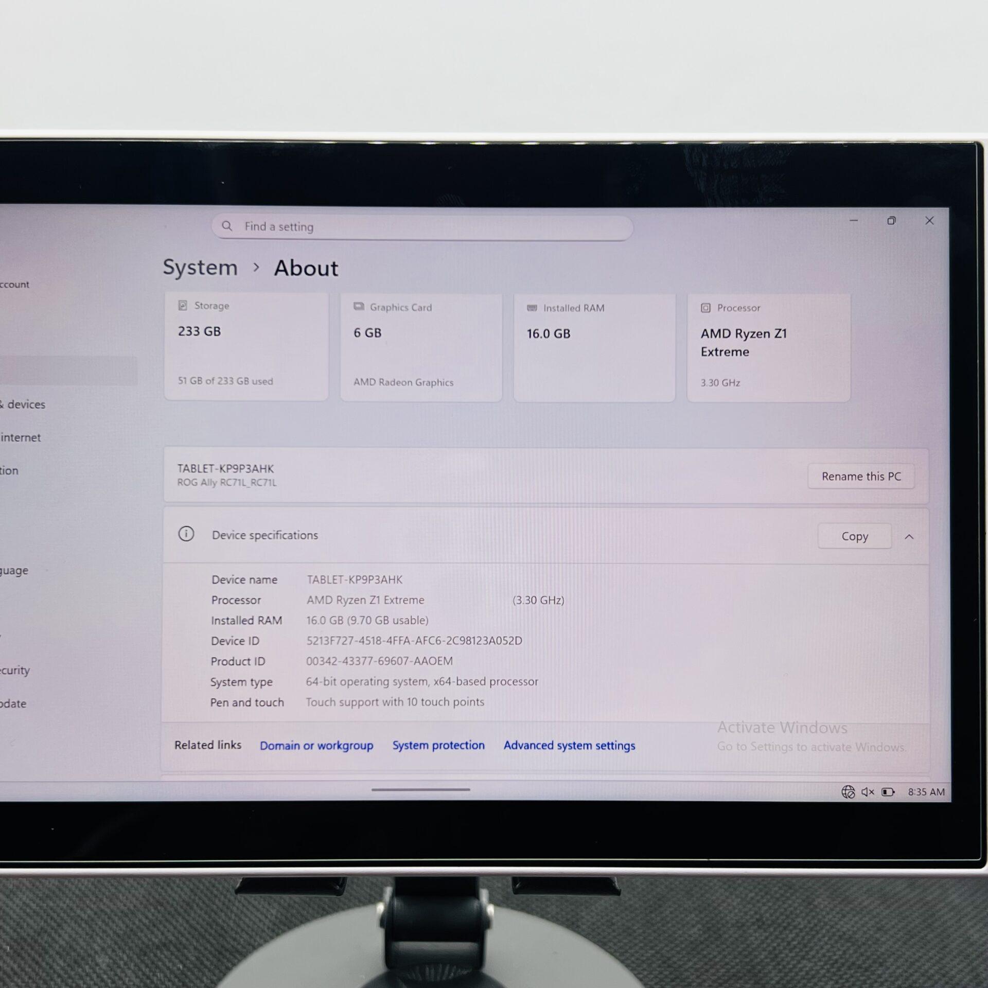 Asus ROG Ally AMD Ryzen Z1 Extreme 3.30GHz 16GB RAM 256GB SSD NVMe White (Condition: Good) - Image 8