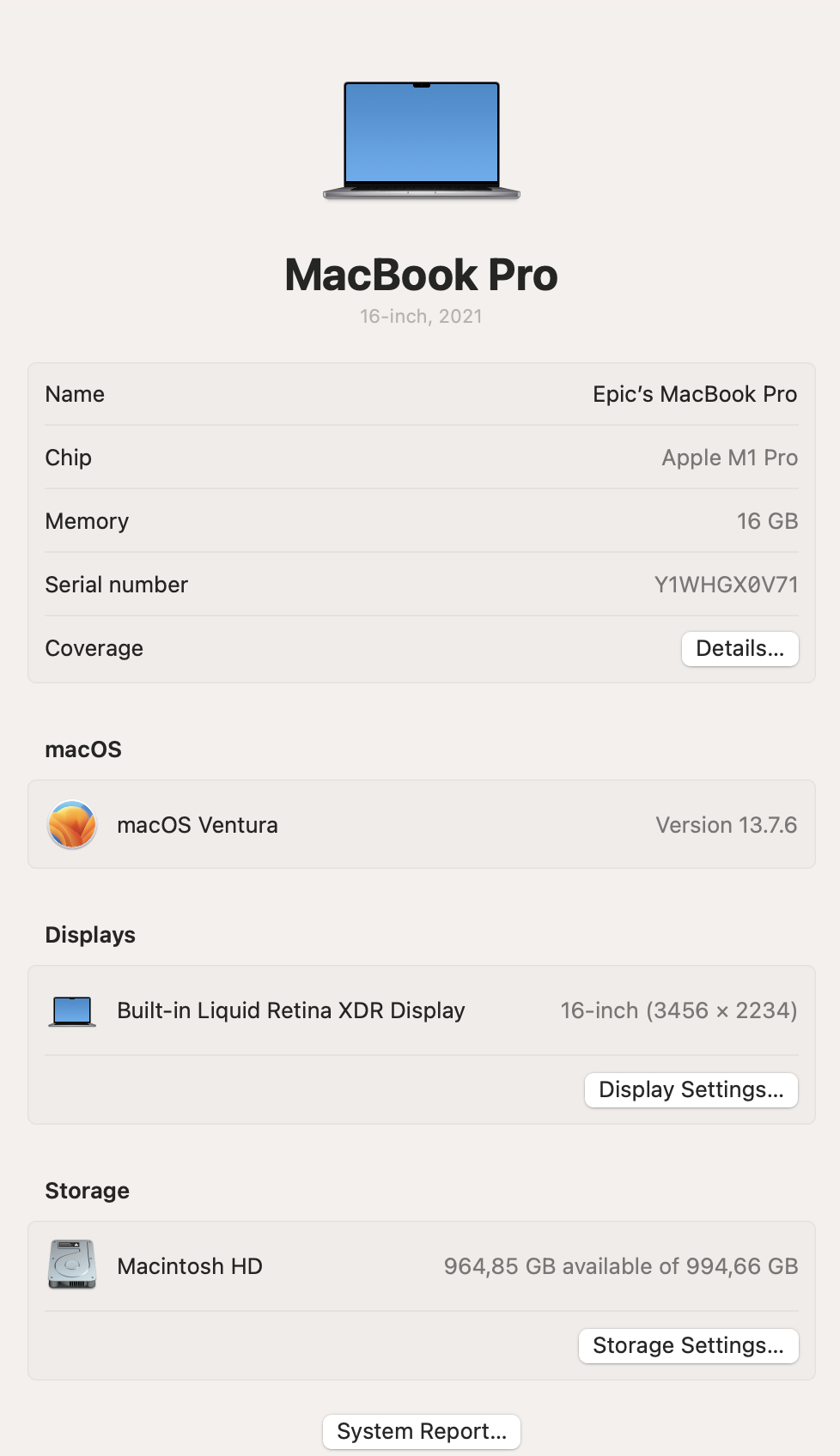 Apple MacBook Pro 16-inch "M1 Pro" 10 CPU/16 GPU (2021) 16GB RAM 1TB SSD Space Gray (Condition: Good) - Image 12