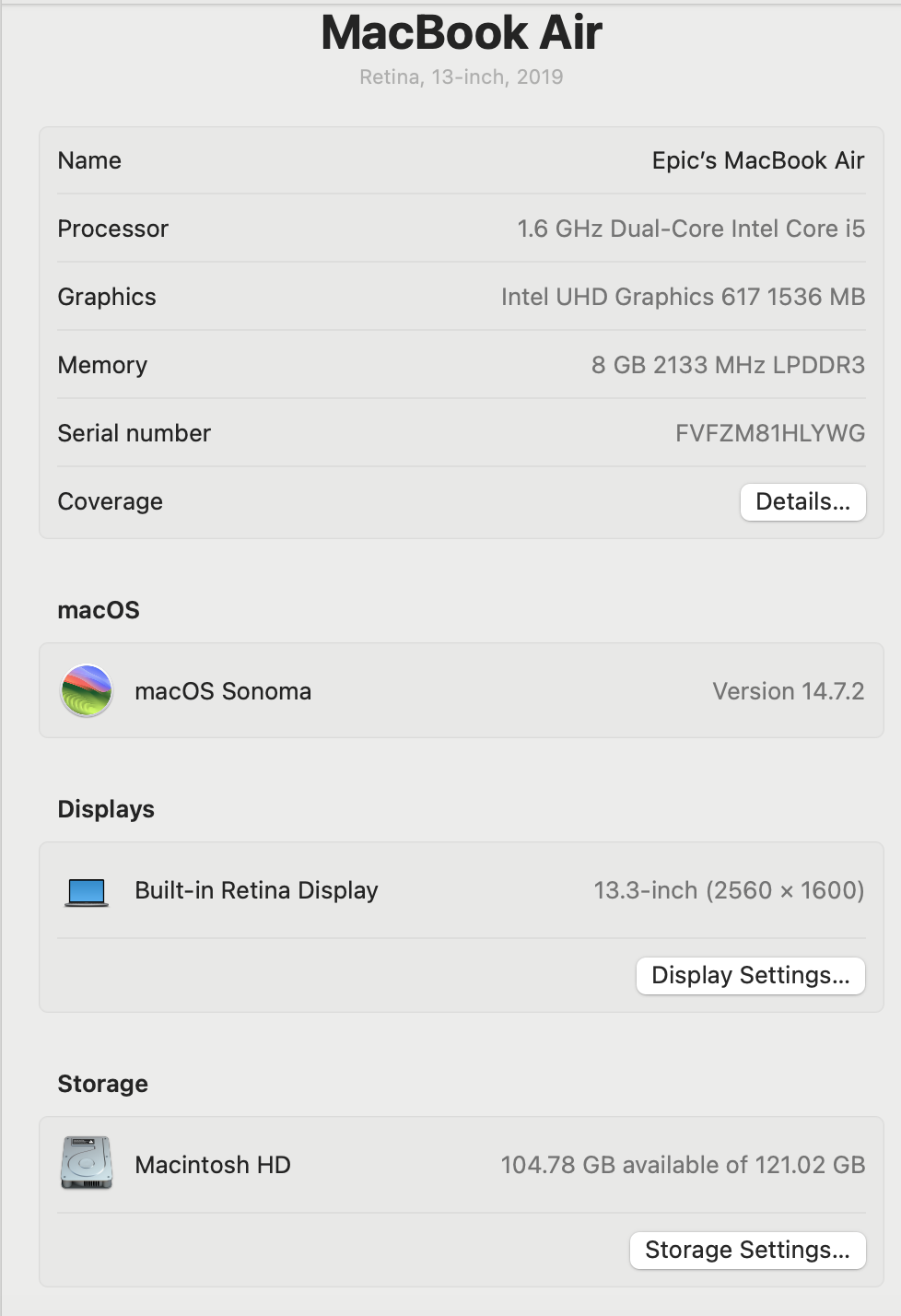 Apple MacBook Air 13-inch "Core i5" (Retina, 2019) 1.6 GHz 8GB RAM 128GB SSD Space Gray (Condition: Good) - Image 12