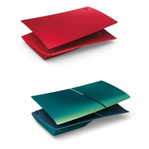 COMBO DEAL: Sony Playstation 5 Slim Console Cover Chroma Teal + Sony Playstation 5 Slim Console Cover Volcanic Red (Condition: Excellent)