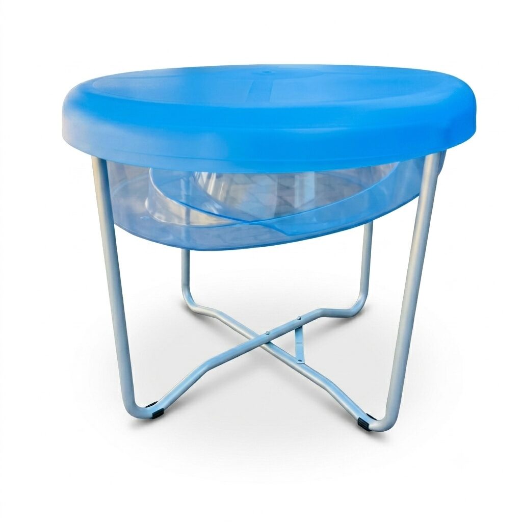 EDX Education Round Water Tray with Lid 75cm Blue - 2 Foot Fittings Broken (Condition: Good) - Image 2