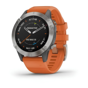 Garmin Fenix 6 Sapphire 47mm Titanium with Ember Orange Band (Condition: Good)