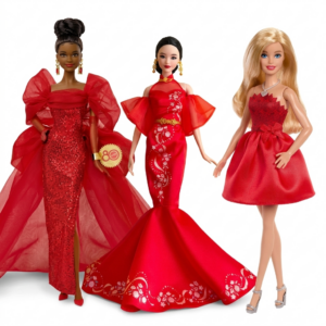 COMBO DEAL: Barbie Signature Mattel 3 Doll 80th Anniversary Ruby-Red Celebration, May Lunar New Year Holiday And 80th Anniversary Brunette (Condition: Good)
