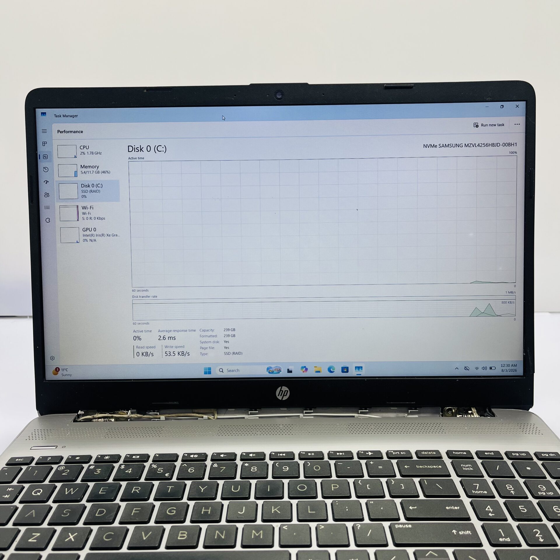 HP 250 G9 "Core i5" 2.40GHz 12GB RAM 256GB SSD Silver - Cracked Screen Casing and missing Hinge Cover (Condition: Fair) - Image 7