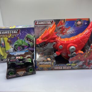COMBO DEAL: Teamsterz Mega Beast + Teamsterz Turbo City Croc Attack+ Monster Jam Grave Digger (Condition: Good)