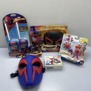 COMBO DEAL: 1x Spider-man 2099 Across the Spiderverse Mask + 1x Spider-Man Across the Spider-Verse Miles Morales Web Shot Slinger and Mask + Marvel Spidey and His Amazing Friends Trace-E/Spidey + 1x Spider-Man Walkie Talkie Set + 1x Marvel Spidey and His Amazing Friends 20 piece mini Maxi Puzzle (Condition: Good)