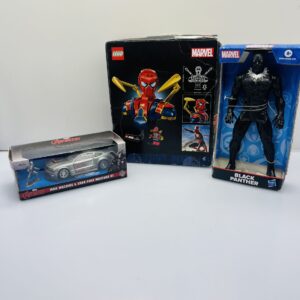 COMBO DEAL: LEGO® Marvel Iron Spider-Man Bust + Jada Marvel Avengers War Machine and 2006 Ford Mustang GT + Hasbro Marvel Black Panther Figurine (Condition: Excellent)