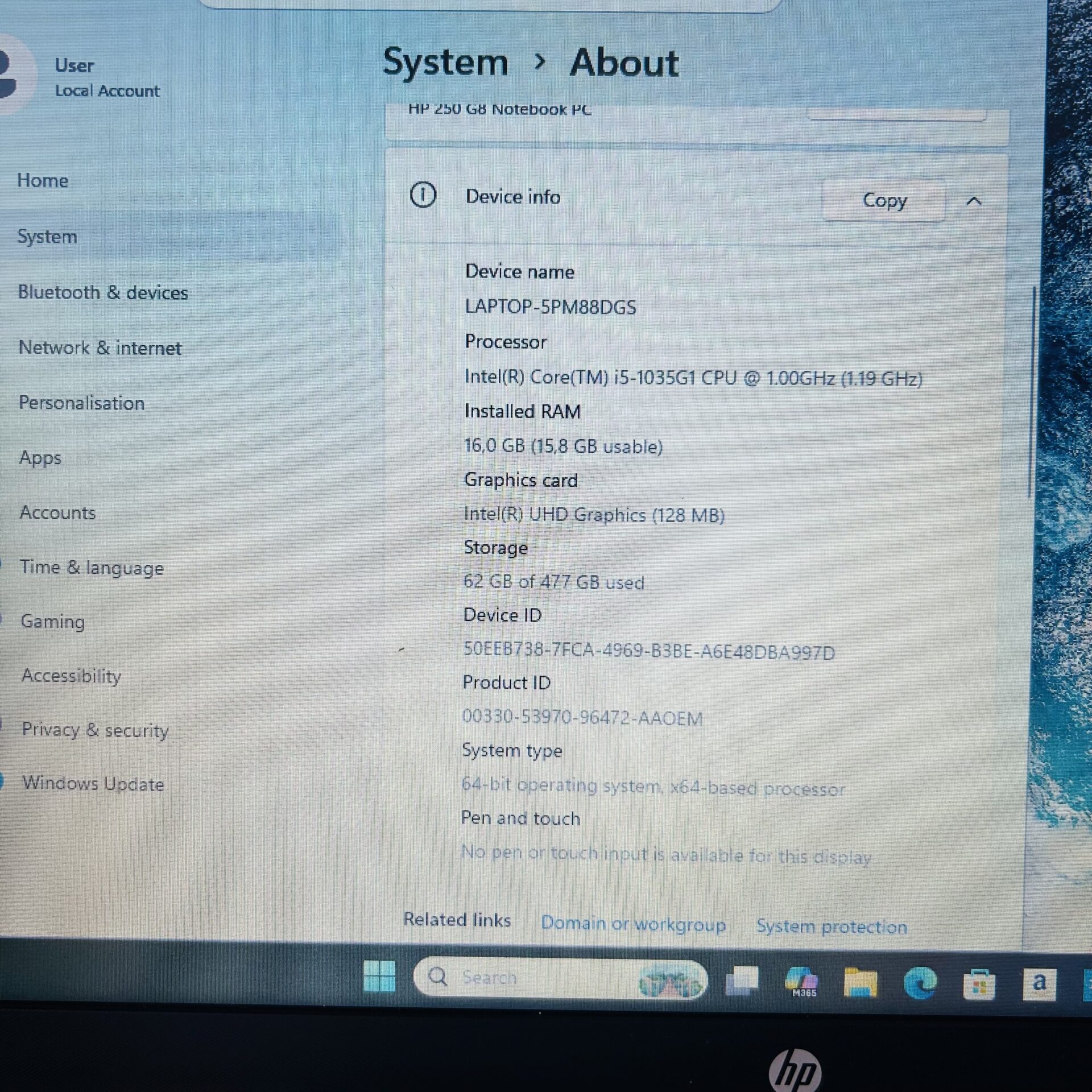 HP 250 G8 10th Gen "Core i5" 1.00GHz 16GB RAM 512GB SSD Asteroid Silver (Condition: Good) - Image 12