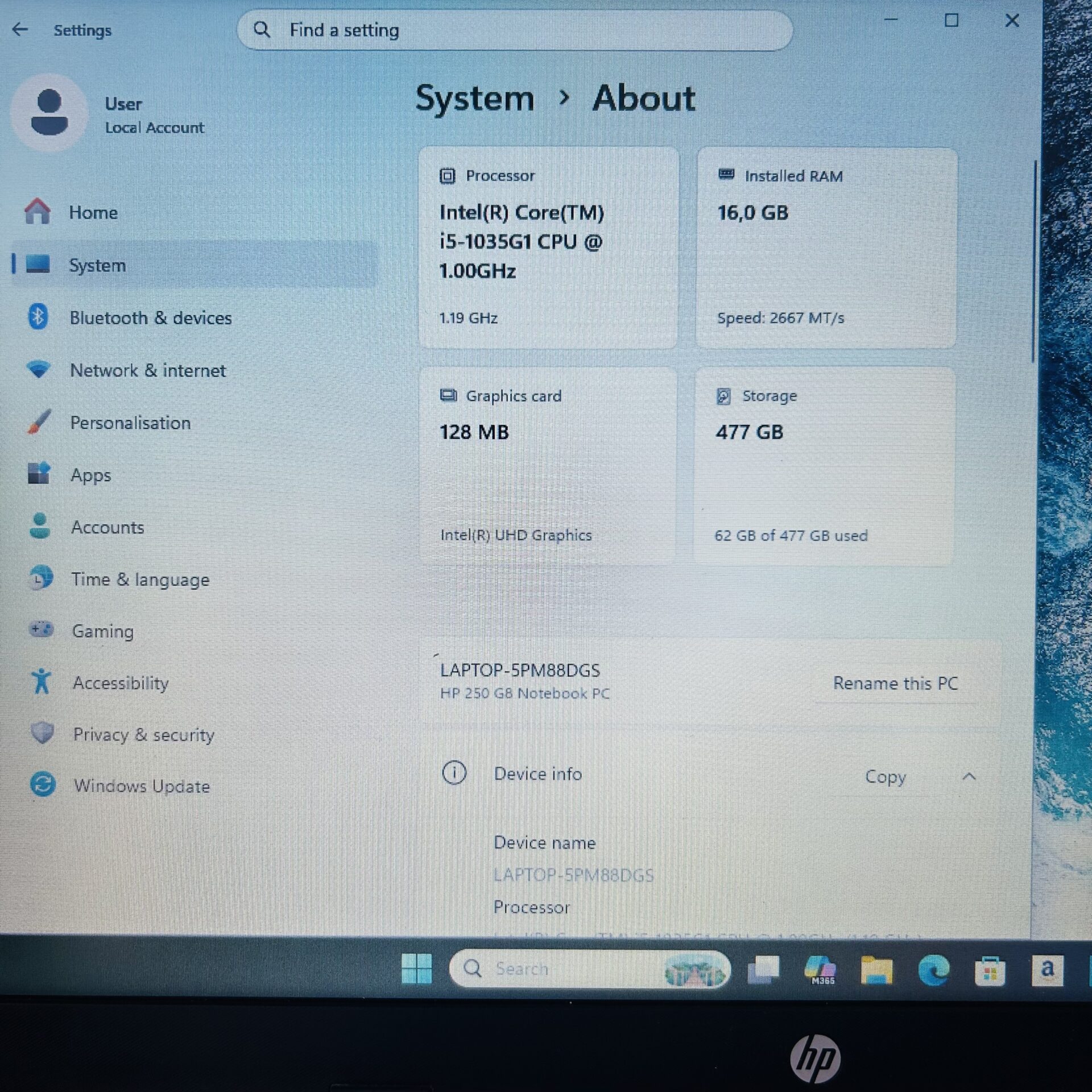 HP 250 G8 10th Gen "Core i5" 1.00GHz 16GB RAM 512GB SSD Asteroid Silver (Condition: Good) - Image 11