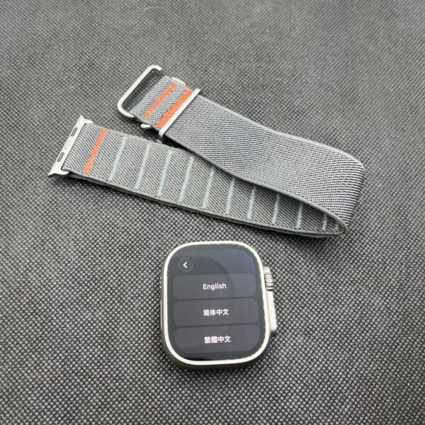 Apple Watch Ultra 49mm LTE Natural Titanium- With Gray and Orange Nylon Straps (Condition: Good) - Image 5